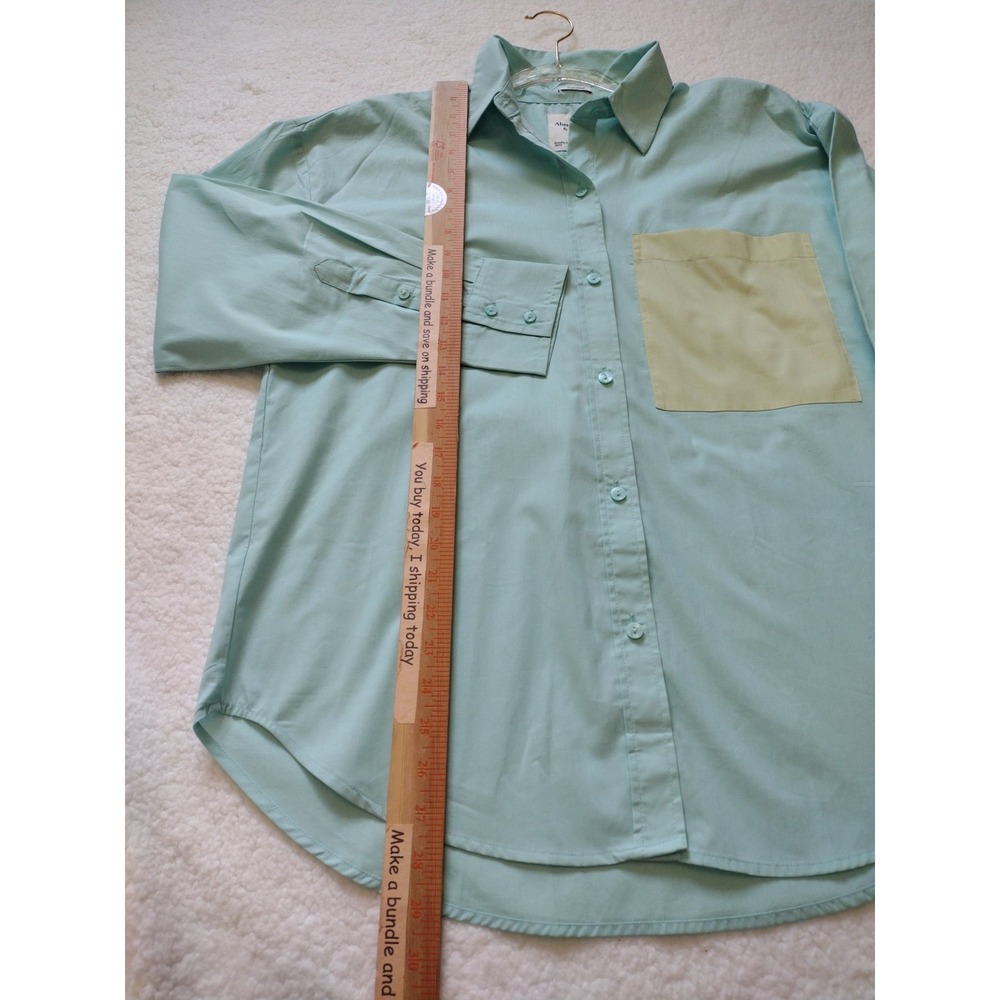 Abercrombie And Fitch Shirt Womens Small Blue Long Sleeve Oversized‎ Button Up - Picture 5 of 8